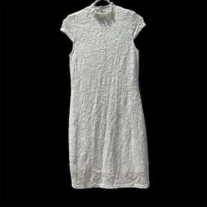 Only China collar white floral dress size M